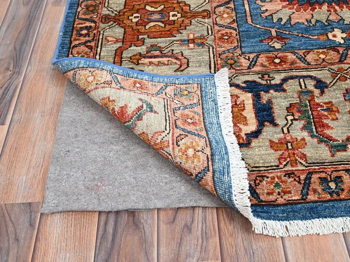 8'3" x 9'9" New Hand Knotted Blue Wool Rectangle Oriental Rug - MOA10286575