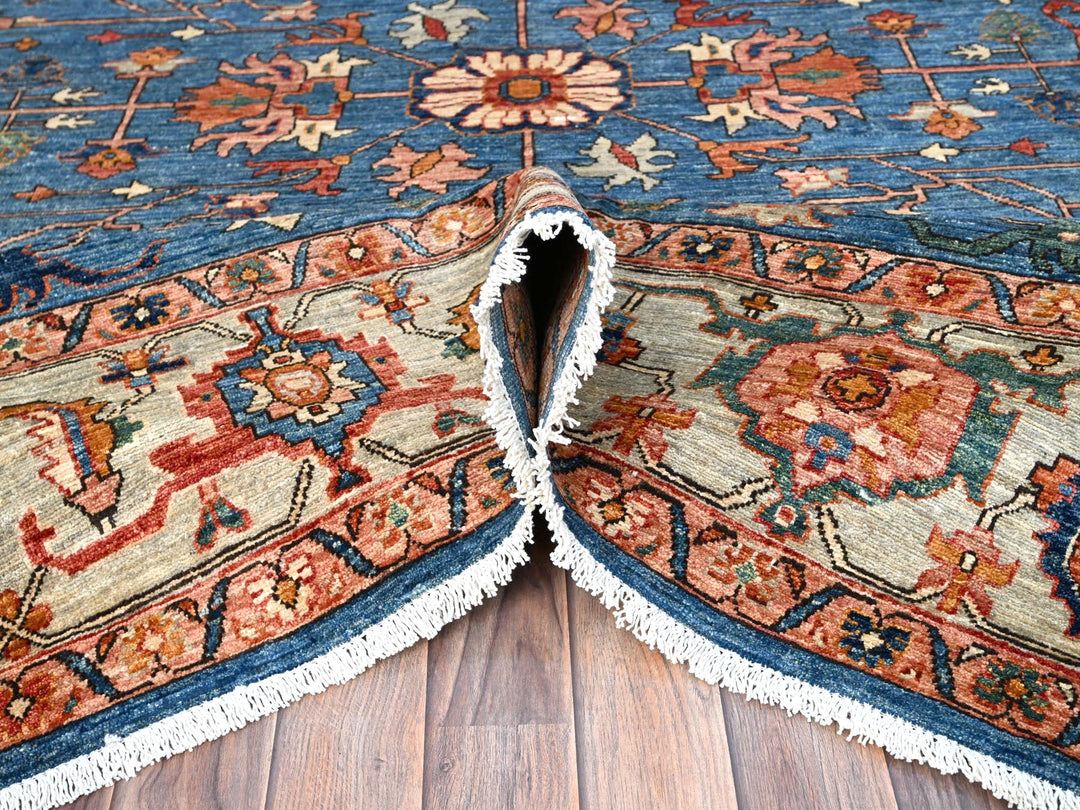 8'3" x 9'9" New Hand Knotted Blue Wool Rectangle Oriental Rug - MOA10286575