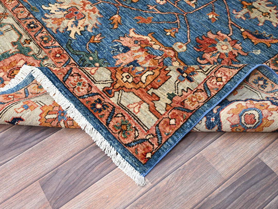 8'3" x 9'9" New Hand Knotted Blue Wool Rectangle Oriental Rug - MOA10286575