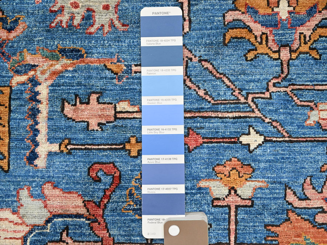 8'3" x 9'9" New Hand Knotted Blue Wool Rectangle Oriental Rug - MOA10286575