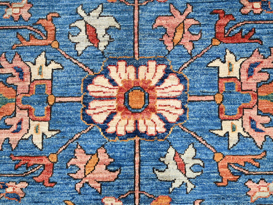 8'3" x 9'9" New Hand Knotted Blue Wool Rectangle Oriental Rug - MOA10286575