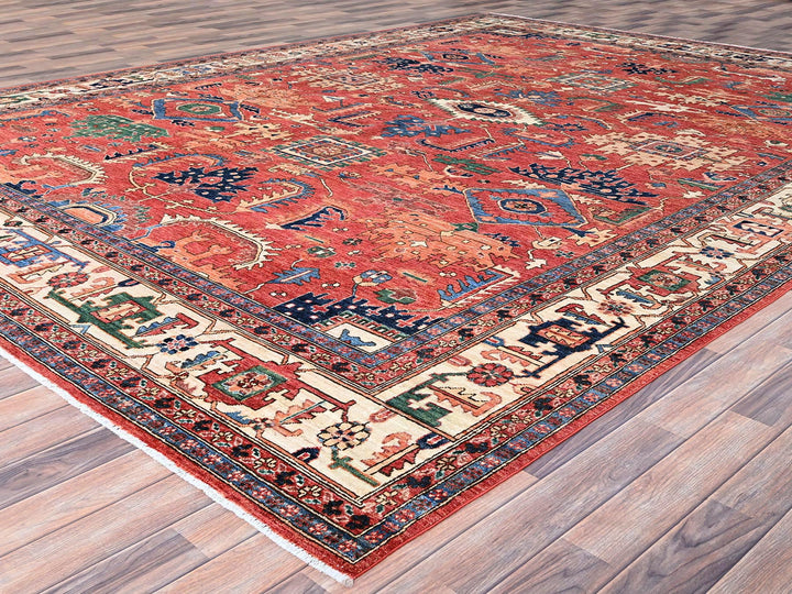 10'1" x 13'11" New Hand Knotted Red Wool Rectangle Oriental Rug - MOA10286576