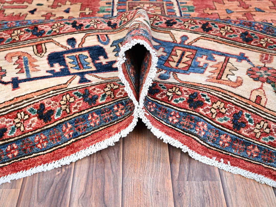 10'1" x 13'11" New Hand Knotted Red Wool Rectangle Oriental Rug - MOA10286576