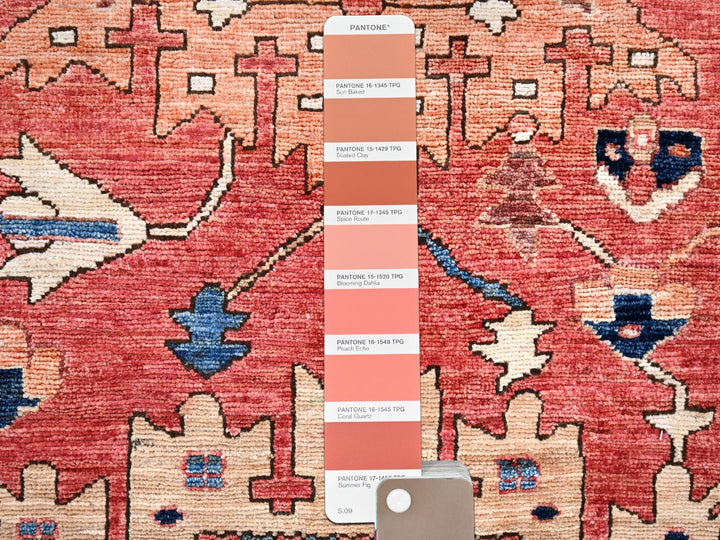 10'1" x 13'11" New Hand Knotted Red Wool Rectangle Oriental Rug - MOA10286576