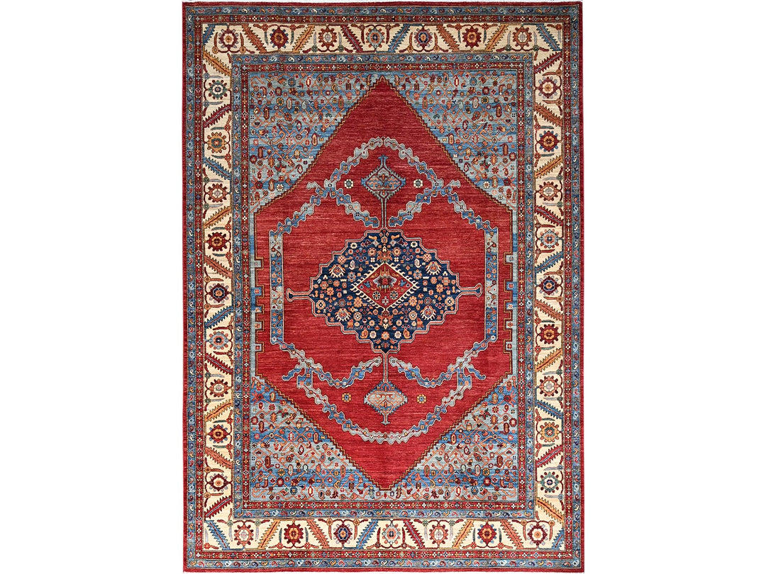 10'0" x 14'4" New Hand Knotted Red Wool Rectangle Oriental Rug - MOA10286583