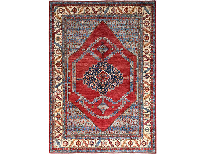 10'0" x 14'4" New Hand Knotted Red Wool Rectangle Oriental Rug - MOA10286583