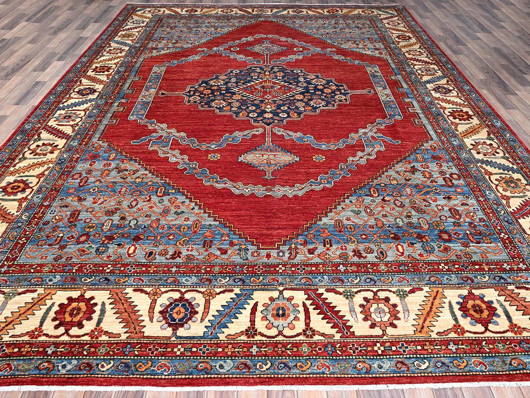 10'0" x 14'4" New Hand Knotted Red Wool Rectangle Oriental Rug - MOA10286583
