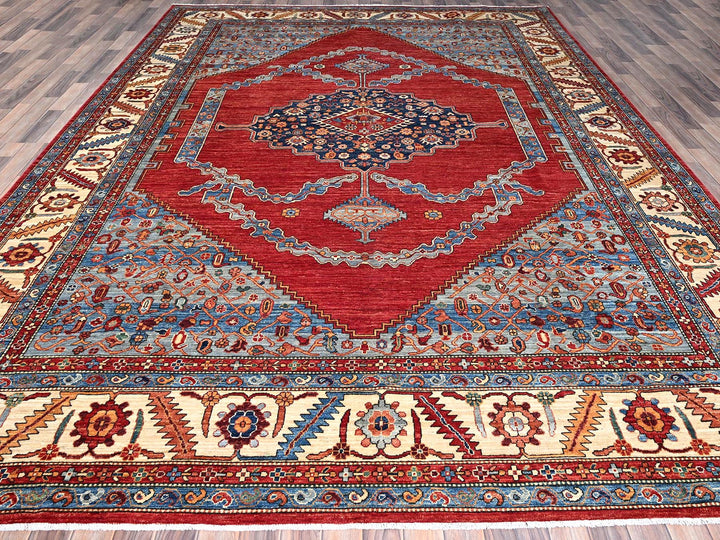 10'0" x 14'4" New Hand Knotted Red Wool Rectangle Oriental Rug - MOA10286583