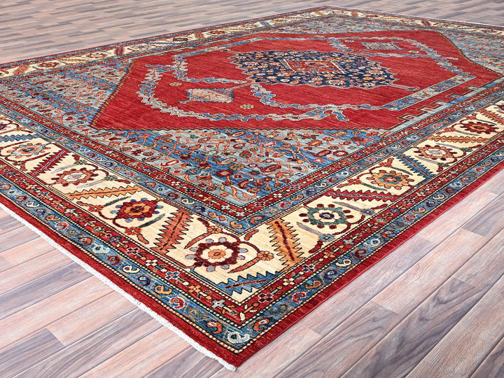 10'0" x 14'4" New Hand Knotted Red Wool Rectangle Oriental Rug - MOA10286583