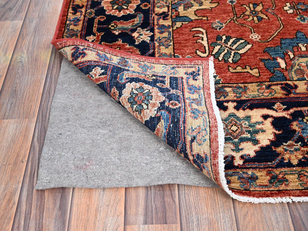 6'1" x 8'10" New Hand Knotted Red Wool Rectangle Oriental Rug - MOA10286586