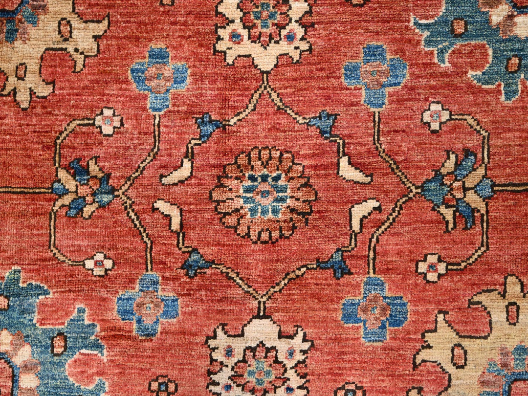 6'1" x 8'10" New Hand Knotted Red Wool Rectangle Oriental Rug - MOA10286586