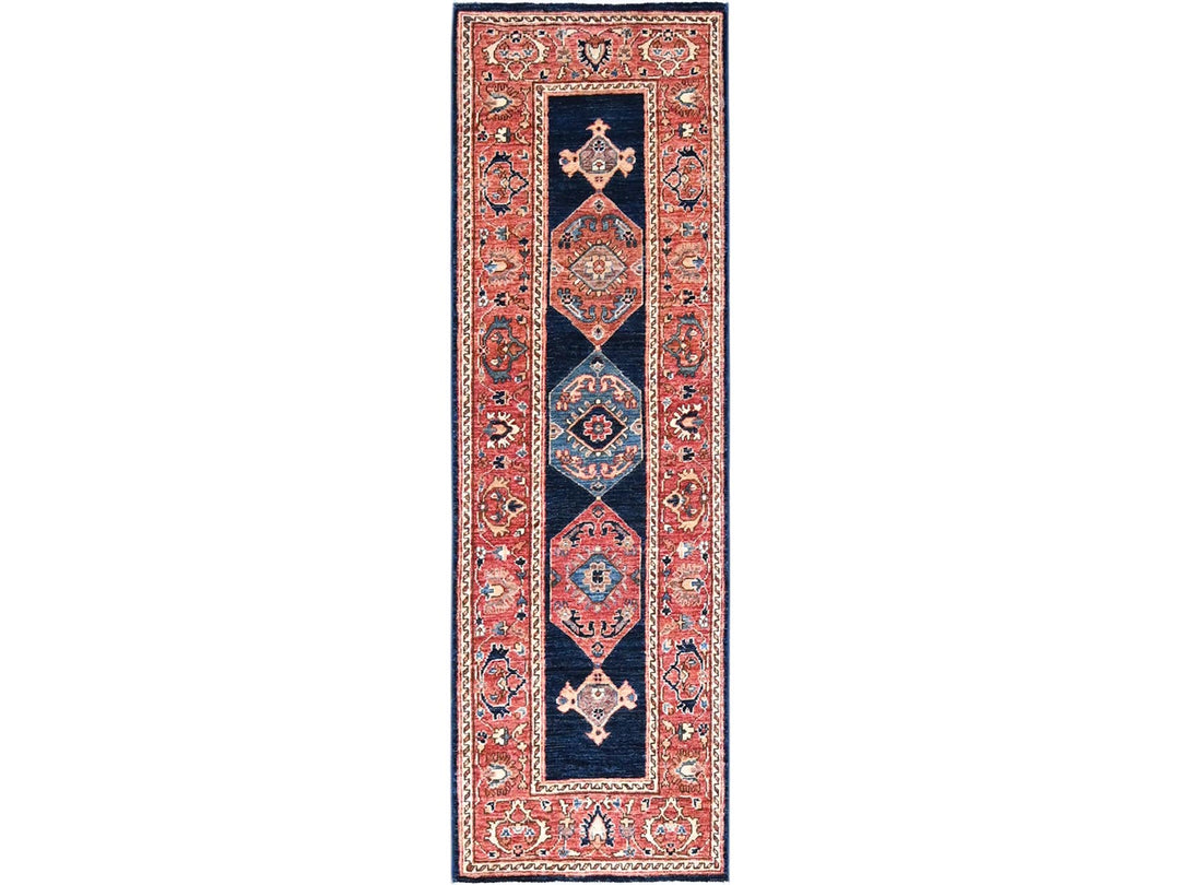 2'0" x 6'1" New Hand Knotted Blue Wool Runner Oriental Rug - MOA10286596