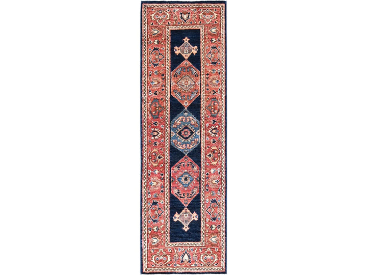 2'0" x 6'1" New Hand Knotted Blue Wool Runner Oriental Rug - MOA10286596