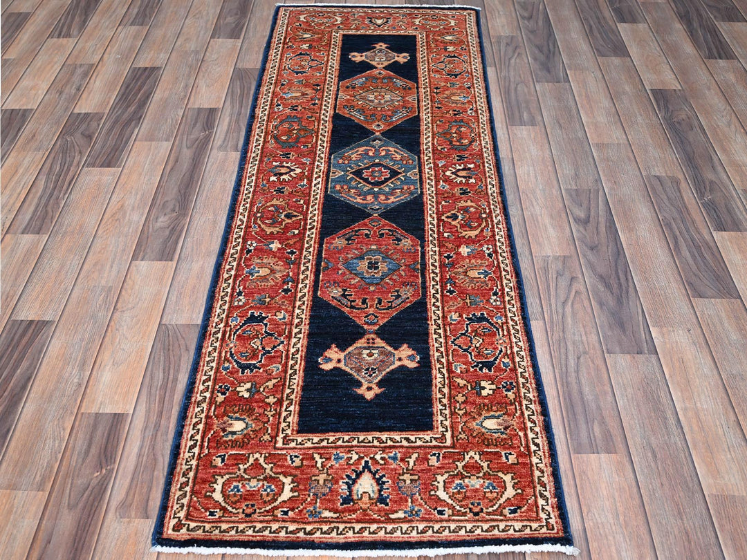 2'0" x 6'1" New Hand Knotted Blue Wool Runner Oriental Rug - MOA10286596