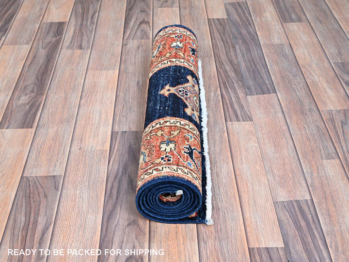 2'0" x 6'1" New Hand Knotted Blue Wool Runner Oriental Rug - MOA10286596