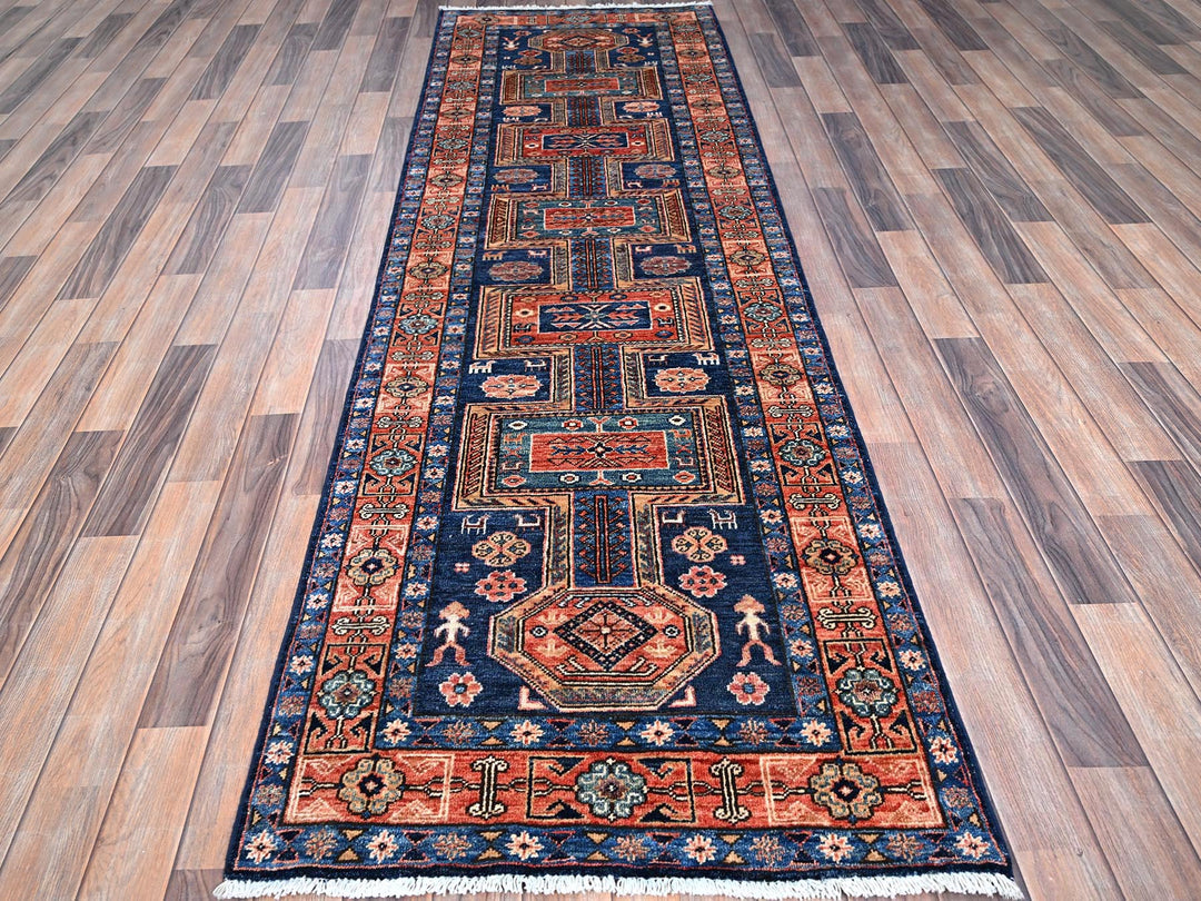 2'9" x 9'1" New Hand Knotted Orange Wool Runner Oriental Rug - MOA10286604