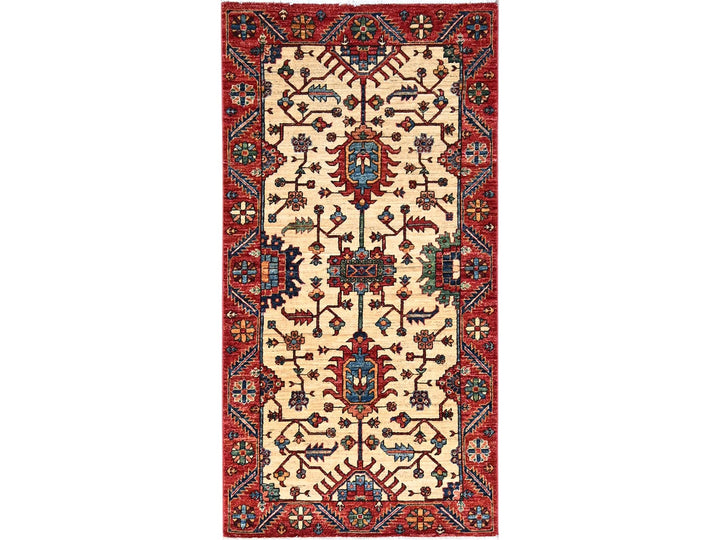 3'2" x 6'1" New Hand Knotted Beige Wool Rectangle Oriental Rug - MOA10286607
