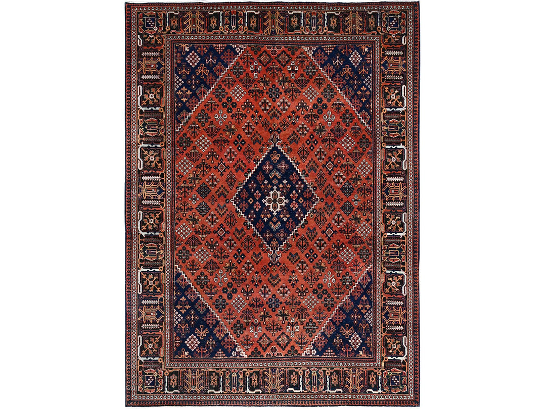 8'1" x 11'3" Vintage Hand Knotted Red Wool Rectangle Oriental Rug - MOA10286615