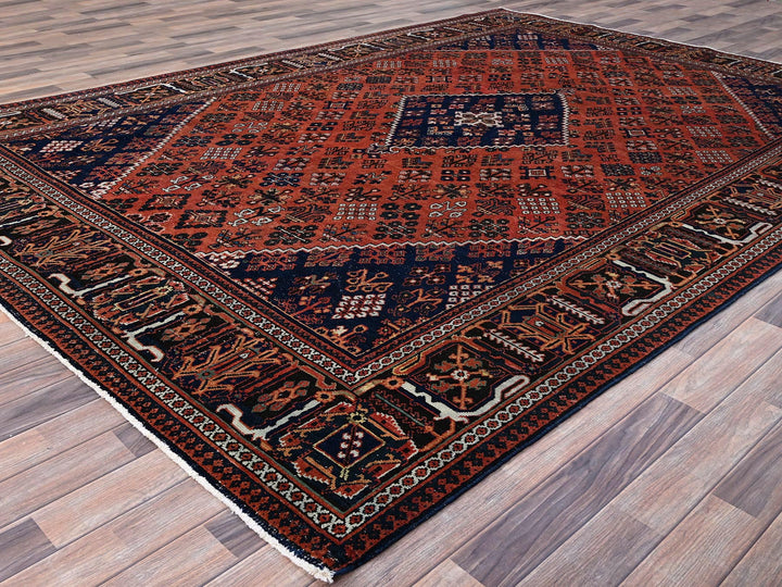 8'1" x 11'3" Vintage Hand Knotted Red Wool Rectangle Oriental Rug - MOA10286615
