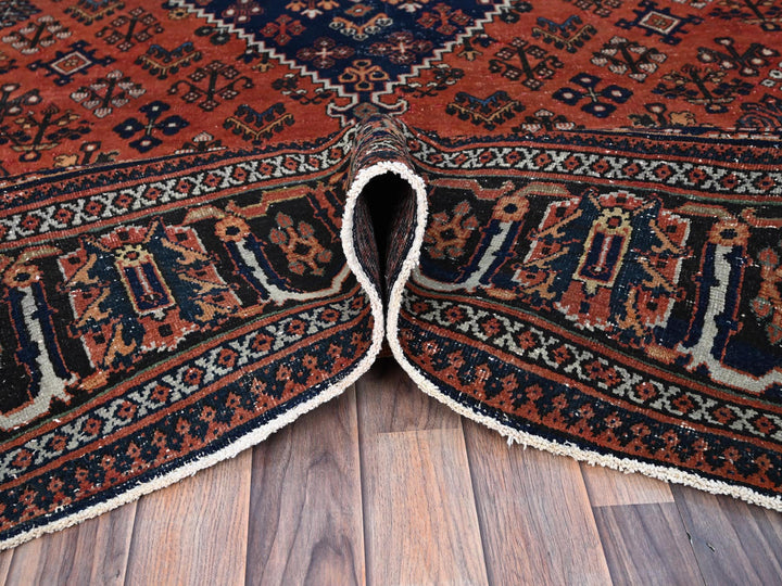 8'1" x 11'3" Vintage Hand Knotted Red Wool Rectangle Oriental Rug - MOA10286615