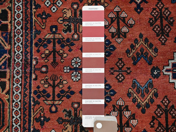 8'1" x 11'3" Vintage Hand Knotted Red Wool Rectangle Oriental Rug - MOA10286615
