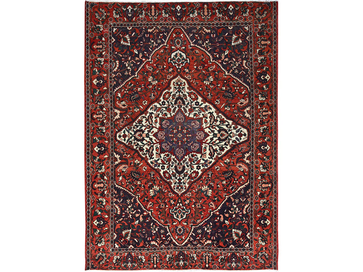 8'7" x 11'2" Vintage Hand Knotted Red Wool Rectangle Oriental Rug - MOA10286618