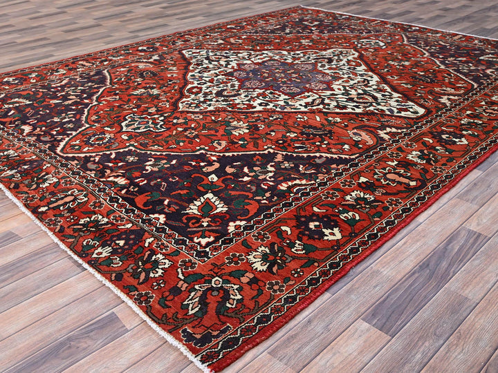8'7" x 11'2" Vintage Hand Knotted Red Wool Rectangle Oriental Rug - MOA10286618