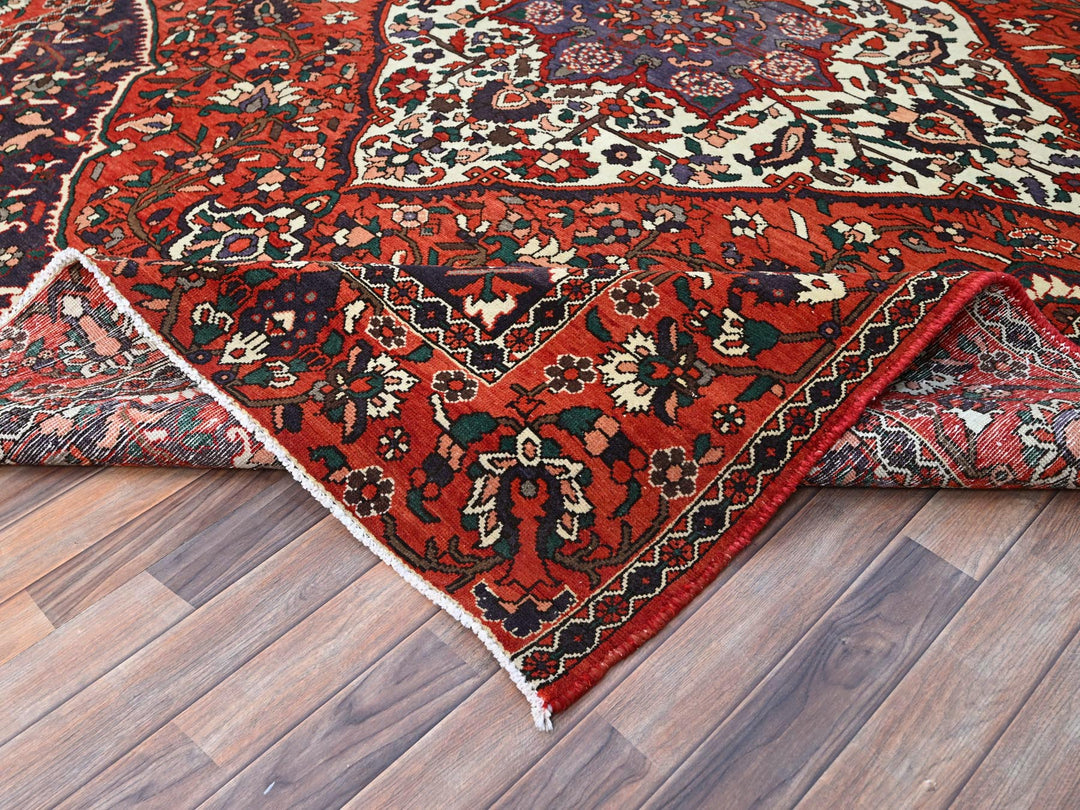 8'7" x 11'2" Vintage Hand Knotted Red Wool Rectangle Oriental Rug - MOA10286618