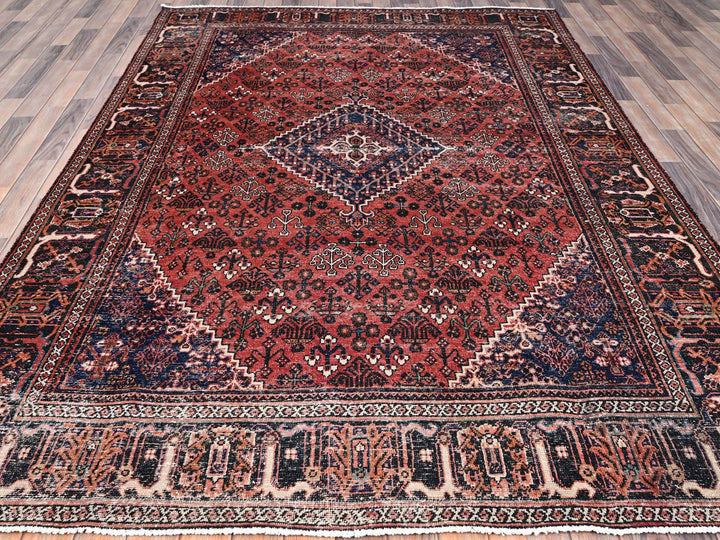 6'9" x 10'0" New Hand Knotted Red Wool Square Oriental Rug - MOA10286622