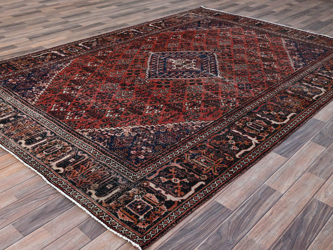 6'9" x 10'0" New Hand Knotted Red Wool Square Oriental Rug - MOA10286622