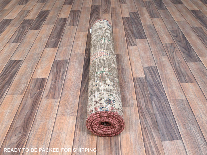 3'3" x 9'5" Vintage Hand Knotted Brown Wool Runner Oriental Rug - MOA10286638