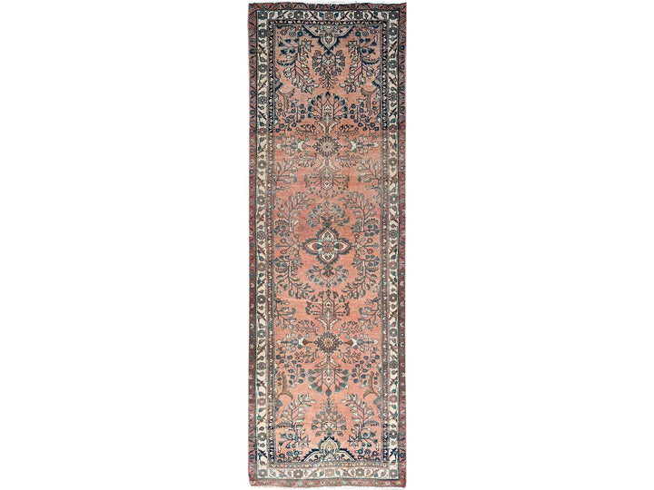 3'5" x 10'2" Vintage Hand Knotted Red Wool Runner Oriental Rug - MOA10286642