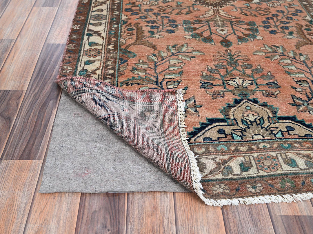 3'5" x 10'2" Vintage Hand Knotted Red Wool Runner Oriental Rug - MOA10286642