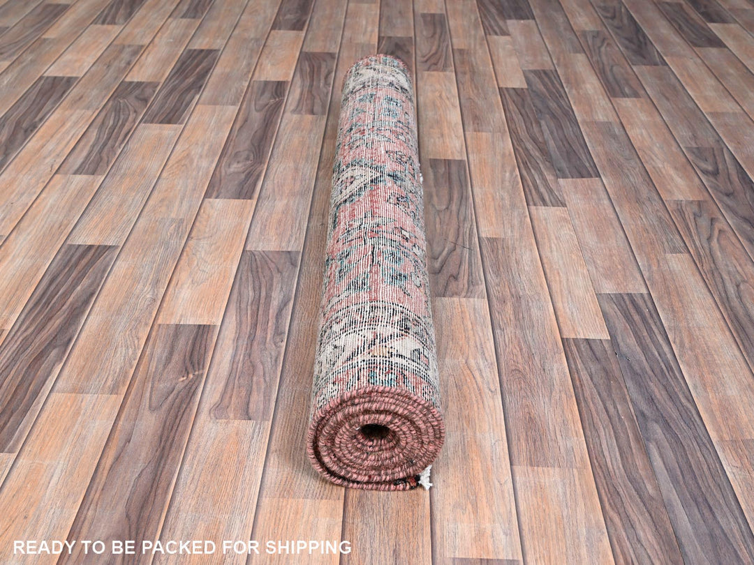 3'5" x 10'2" Vintage Hand Knotted Red Wool Runner Oriental Rug - MOA10286642