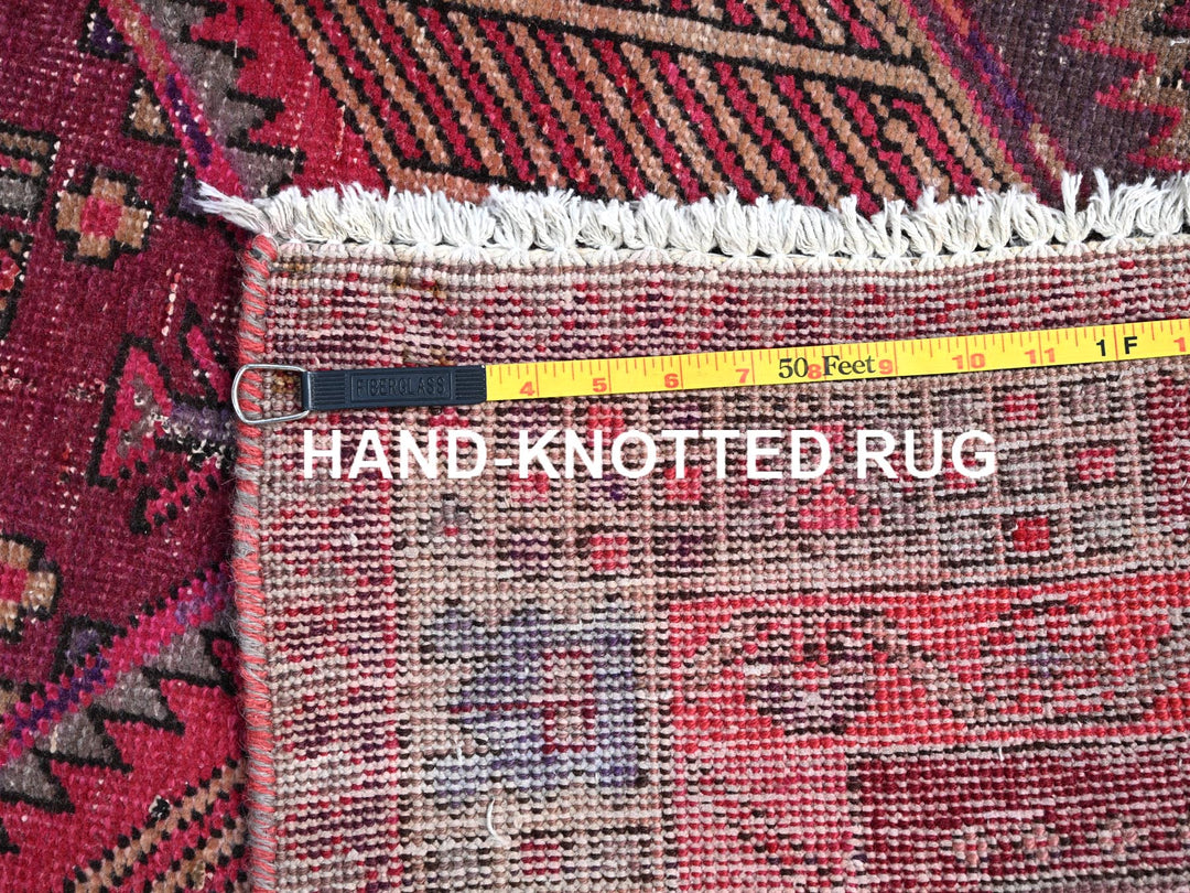 3'8" x 10'10" Vintage Hand Knotted Pink Wool Runner Oriental Rug - MOA10286660