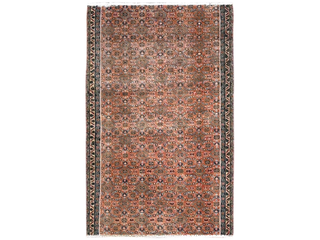 2'5" x 3'8" Vintage Hand Knotted Brown Wool Rectangle Oriental Rug - MOA10286683