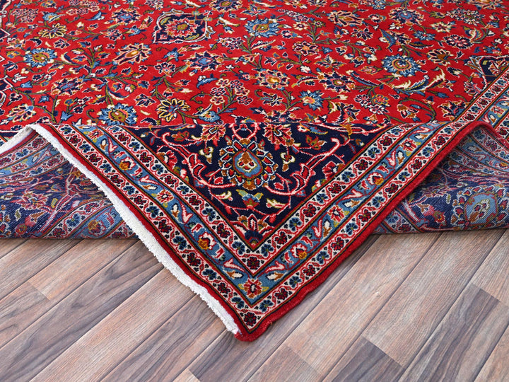 9'5" x 13'0" Vintage Hand Knotted Red Wool Rectangle Oriental Rug - MOA10286699