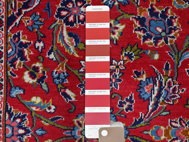 9'5" x 13'0" Vintage Hand Knotted Red Wool Rectangle Oriental Rug - MOA10286699