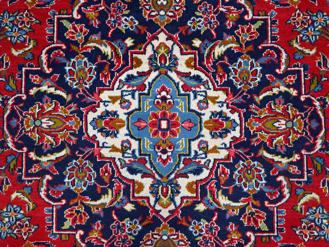 9'5" x 13'0" Vintage Hand Knotted Red Wool Rectangle Oriental Rug - MOA10286699