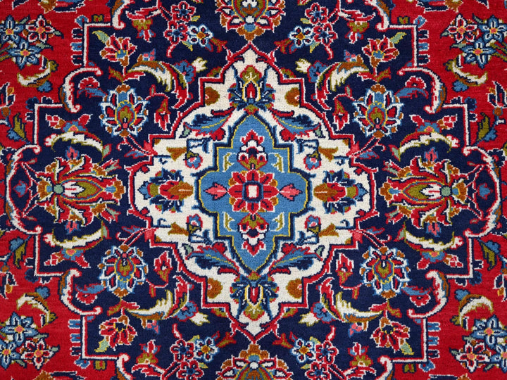 9'5" x 13'0" Vintage Hand Knotted Red Wool Rectangle Oriental Rug - MOA10286699