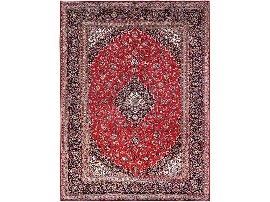 9'10" x 13'1" Vintage Hand Knotted Red Wool Rectangle Oriental Rug - MOA10286700