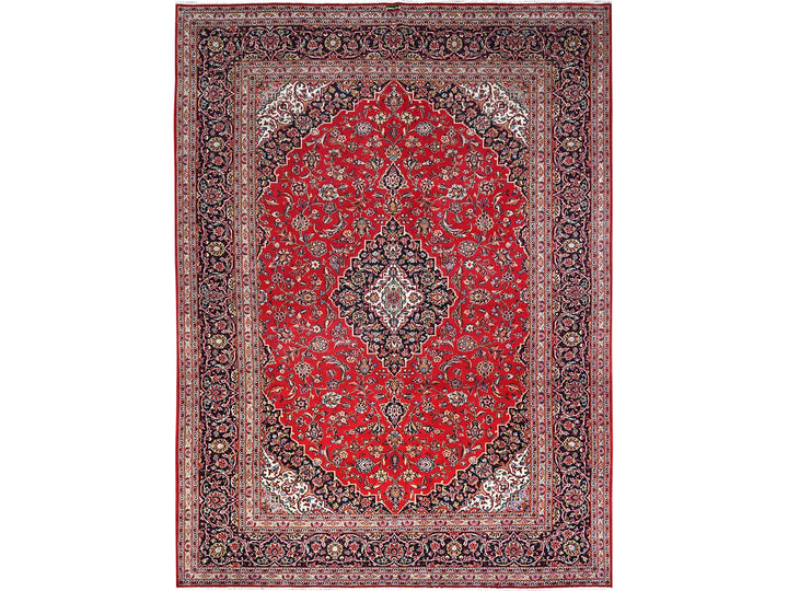 9'10" x 13'1" Vintage Hand Knotted Red Wool Rectangle Oriental Rug - MOA10286700
