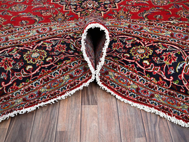 9'10" x 13'1" Vintage Hand Knotted Red Wool Rectangle Oriental Rug - MOA10286700