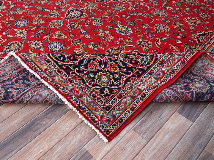 9'10" x 13'1" Vintage Hand Knotted Red Wool Rectangle Oriental Rug - MOA10286700