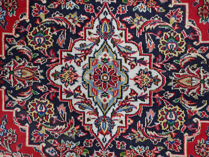 9'10" x 13'1" Vintage Hand Knotted Red Wool Rectangle Oriental Rug - MOA10286700