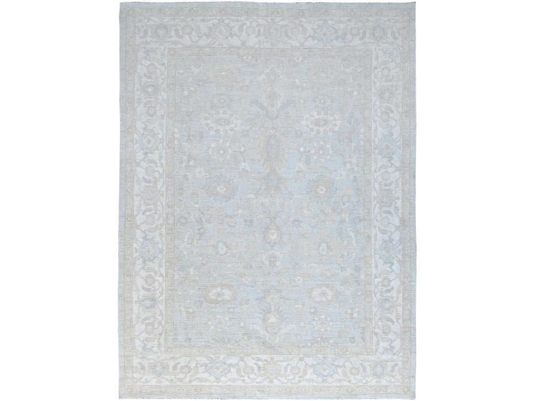 9'1" x 12'0" New Hand Knotted Grey Wool Rectangle Oriental Rug - MOA10286705