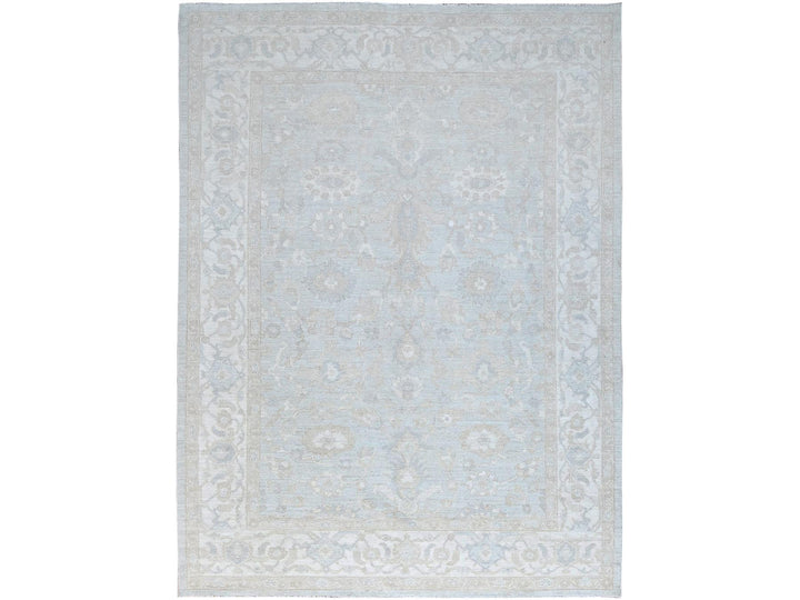 9'1" x 12'0" New Hand Knotted Grey Wool Rectangle Oriental Rug - MOA10286705