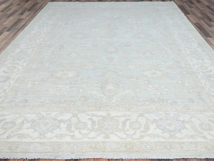 9'1" x 12'0" New Hand Knotted Grey Wool Rectangle Oriental Rug - MOA10286705