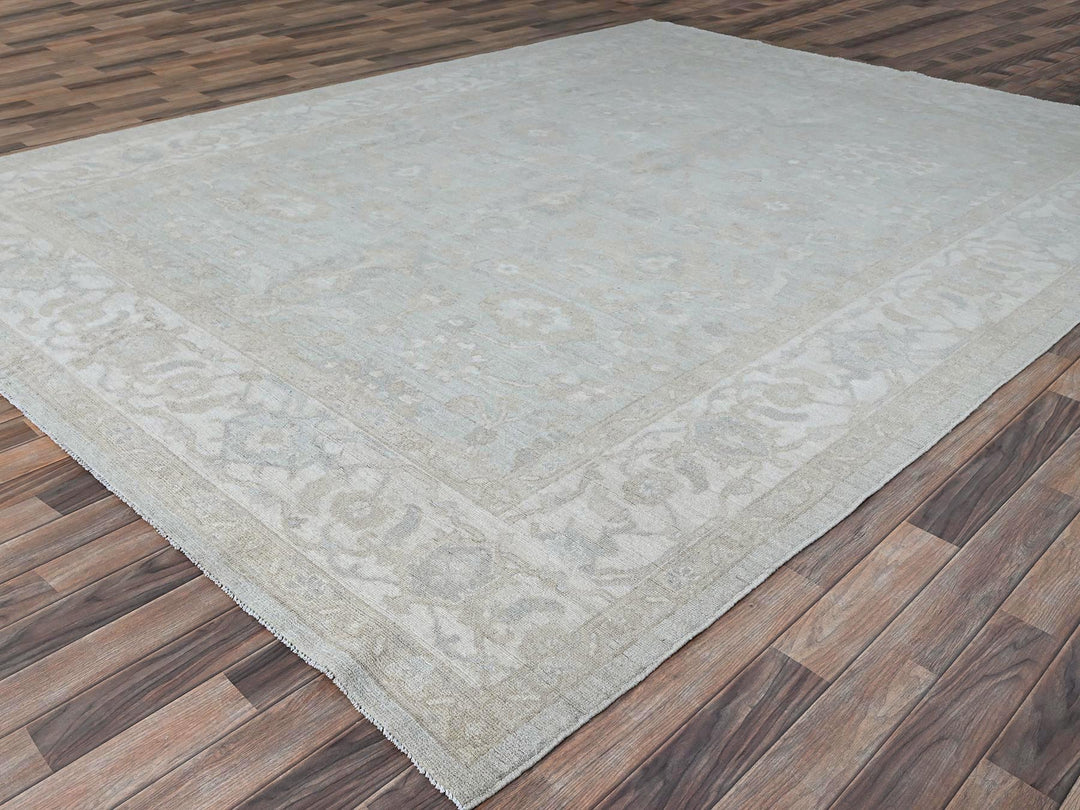 9'1" x 12'0" New Hand Knotted Grey Wool Rectangle Oriental Rug - MOA10286705