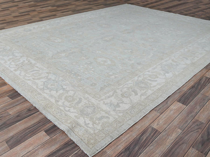 9'1" x 12'0" New Hand Knotted Grey Wool Rectangle Oriental Rug - MOA10286705